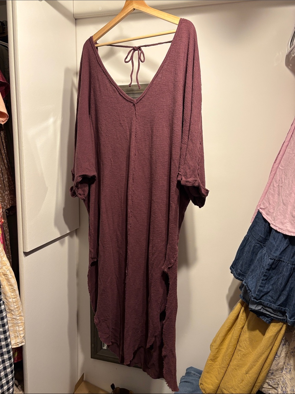 Free People Deep V Tie-Back Tunic Dress